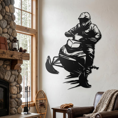 Snowmobile Metal Wall Art close-up of the powder-coated finish