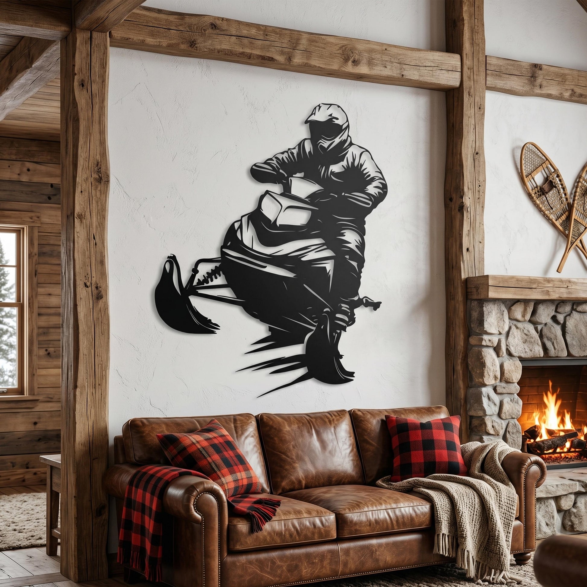 Snowmobile Metal Wall Art – laser-cut steel wall decor