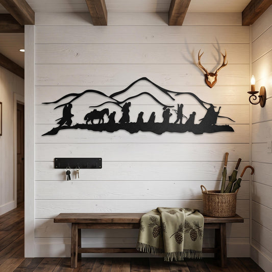 Fellowship of the Ring Metal Wall Art shown on a living room wall