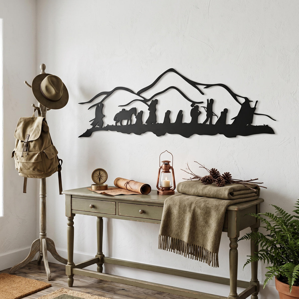 Fellowship of the Ring Metal Wall Art size guide with dimensions in cm and inches
