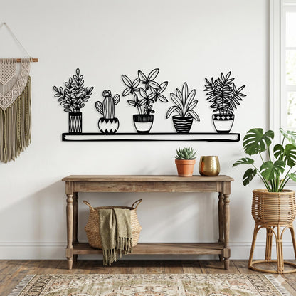 Metal Plant Wall Art hanging bracket and mounting detail