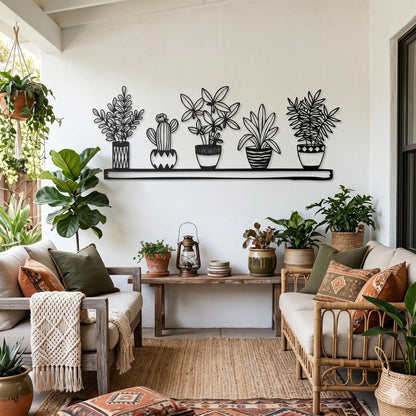 Metal Plant Wall Art styled on a living room wall