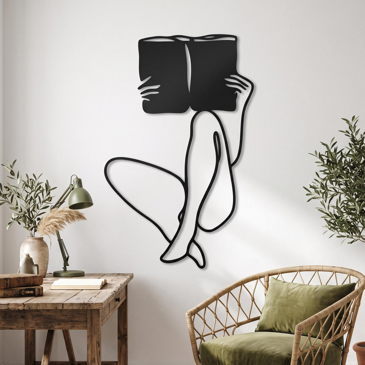 Woman Reading Metal Wall Art colour options for the metal panel