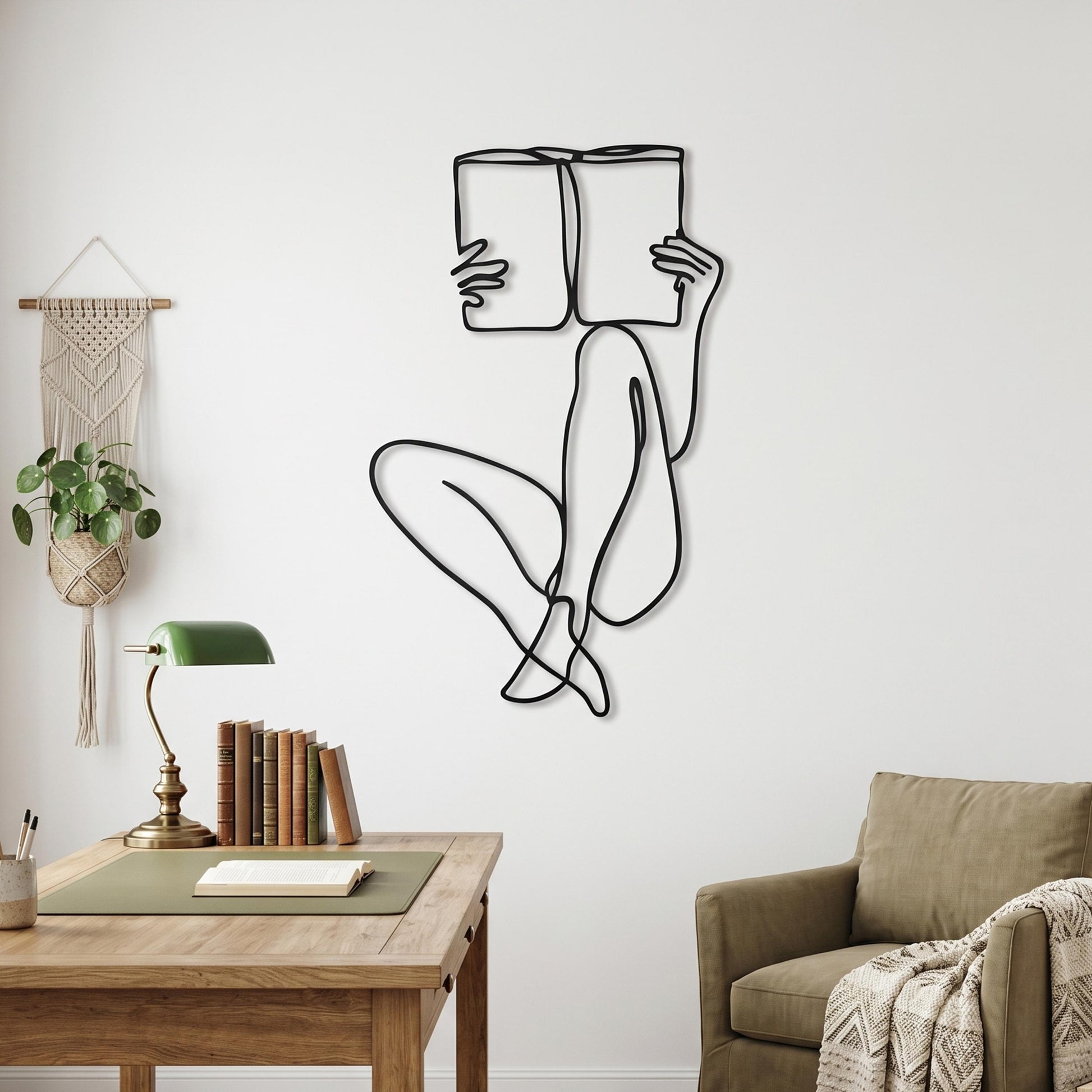 One Line Woman Metal Wall Art close-up of the powder-coated finish