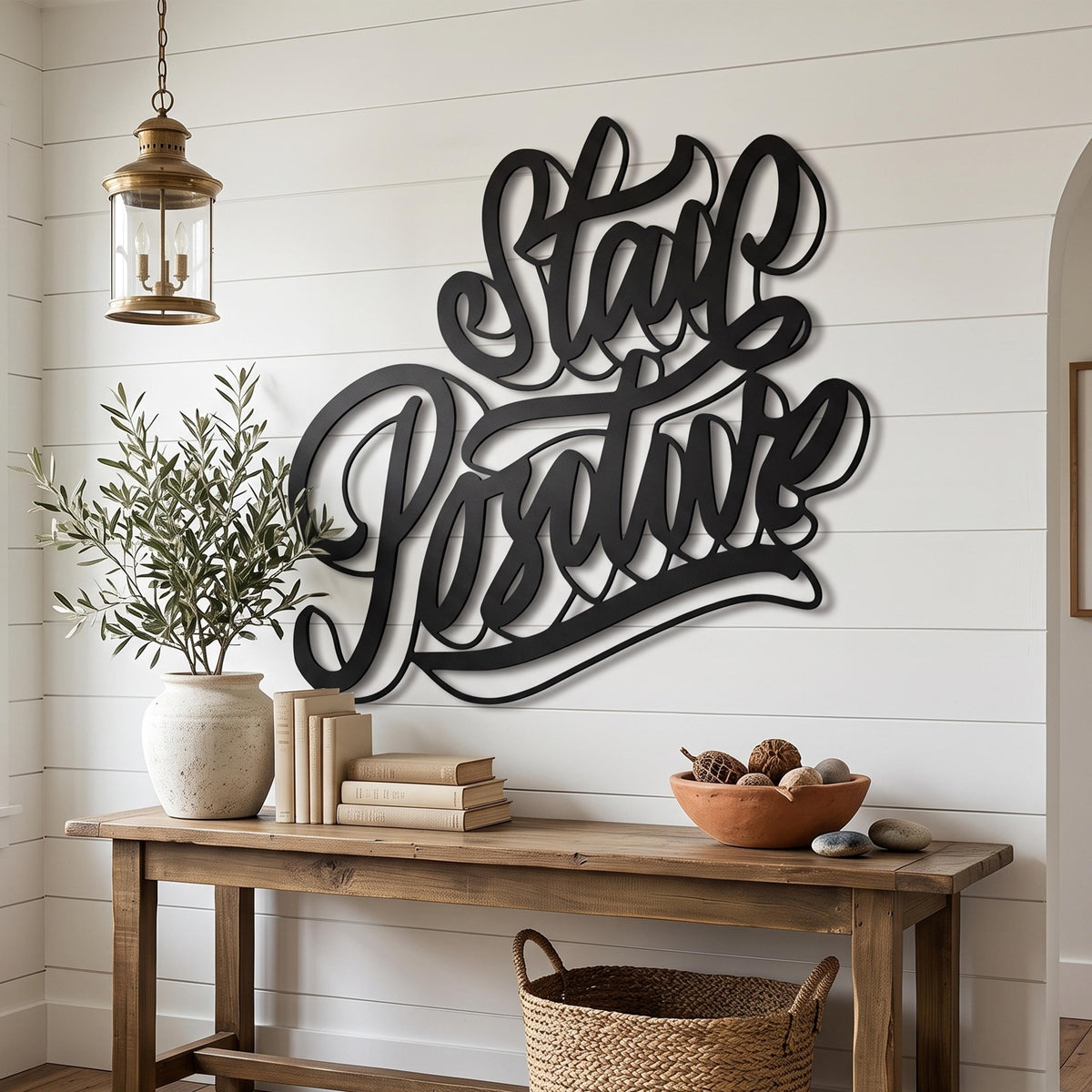 Stay Positive Metal Wall Art – laser-cut steel wall decor