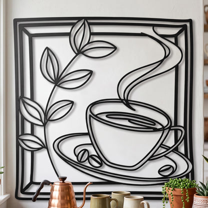 Metal Coffee Cup Wall Art hanging hardware and mounting detail