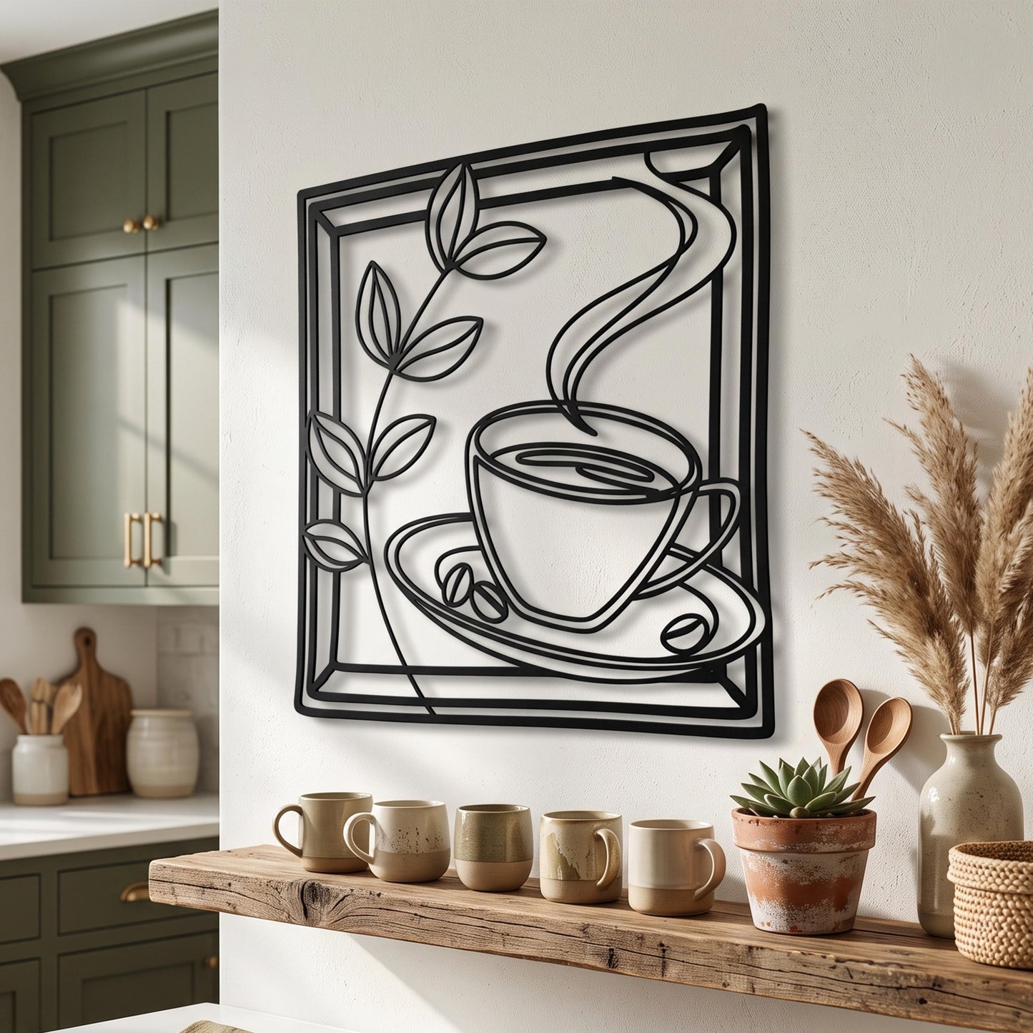 Metal Coffee Cup Wall Art – laser-cut steel wall decor