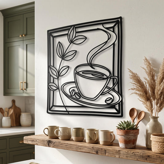 Metal Coffee Cup Wall Art – laser-cut steel wall decor