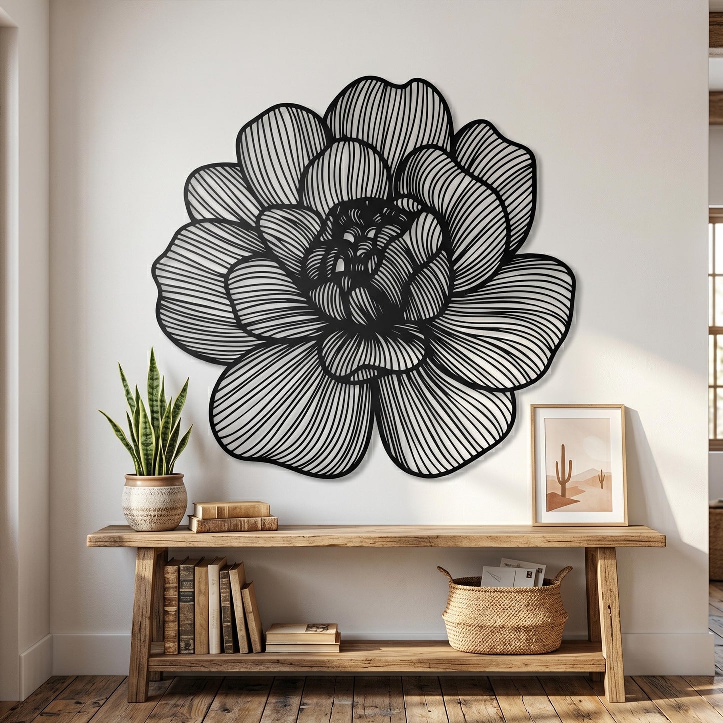 Metal Flower Wall Art – laser-cut steel wall decor