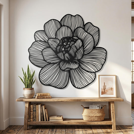 Metal Flower Wall Art – laser-cut steel wall decor