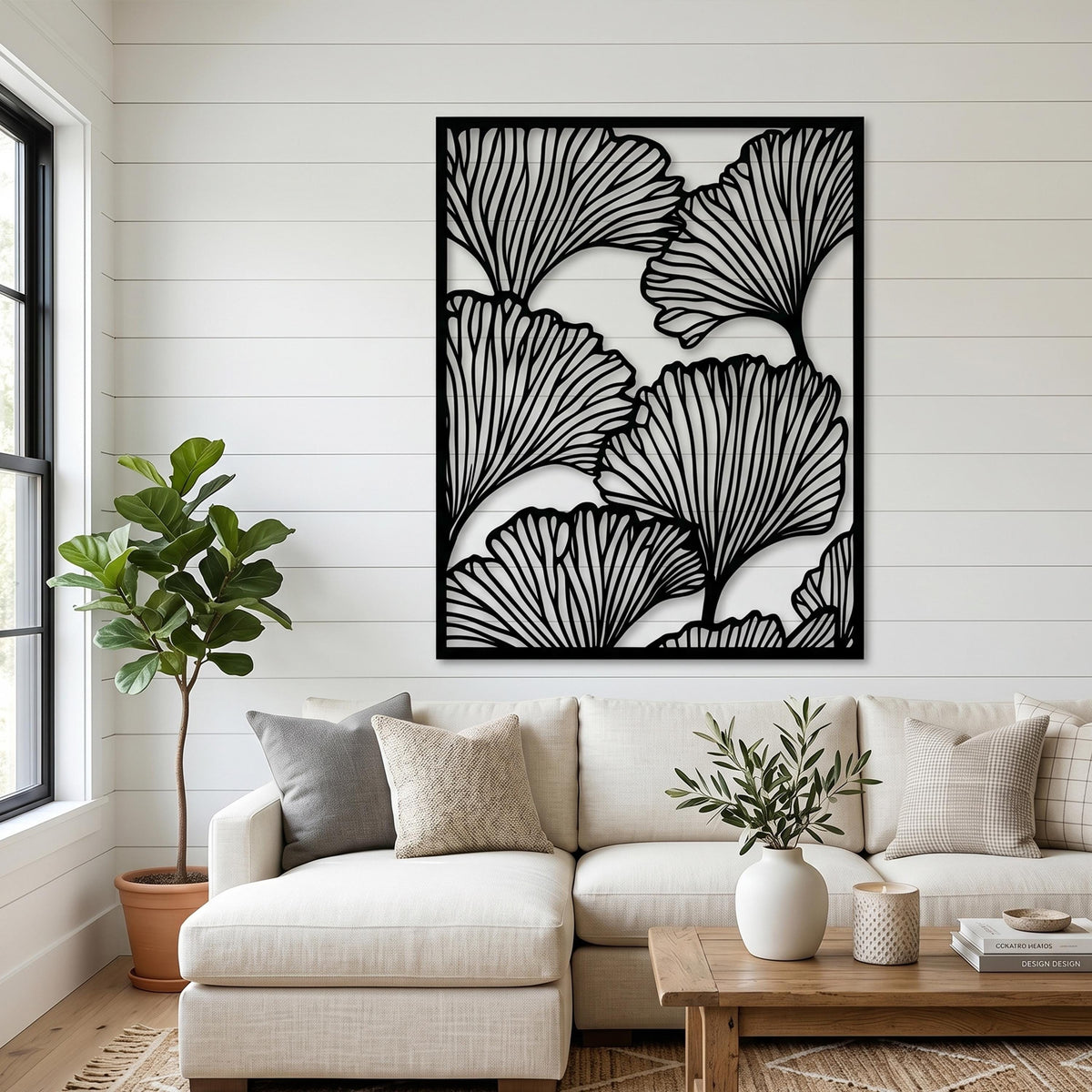 Metal Ginkgo Leaf Wall Art – laser-cut steel wall decor
