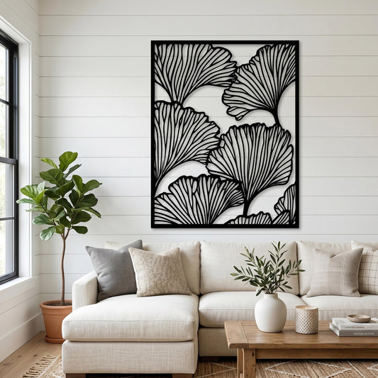 Metal Ginkgo Leaf Wall Art – laser-cut steel wall decor