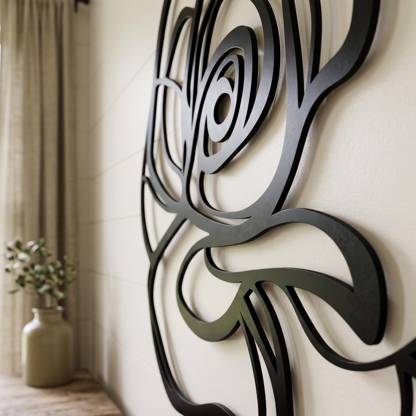 Abstract Rose Metal Wall Art close-up of the powder-coated finish