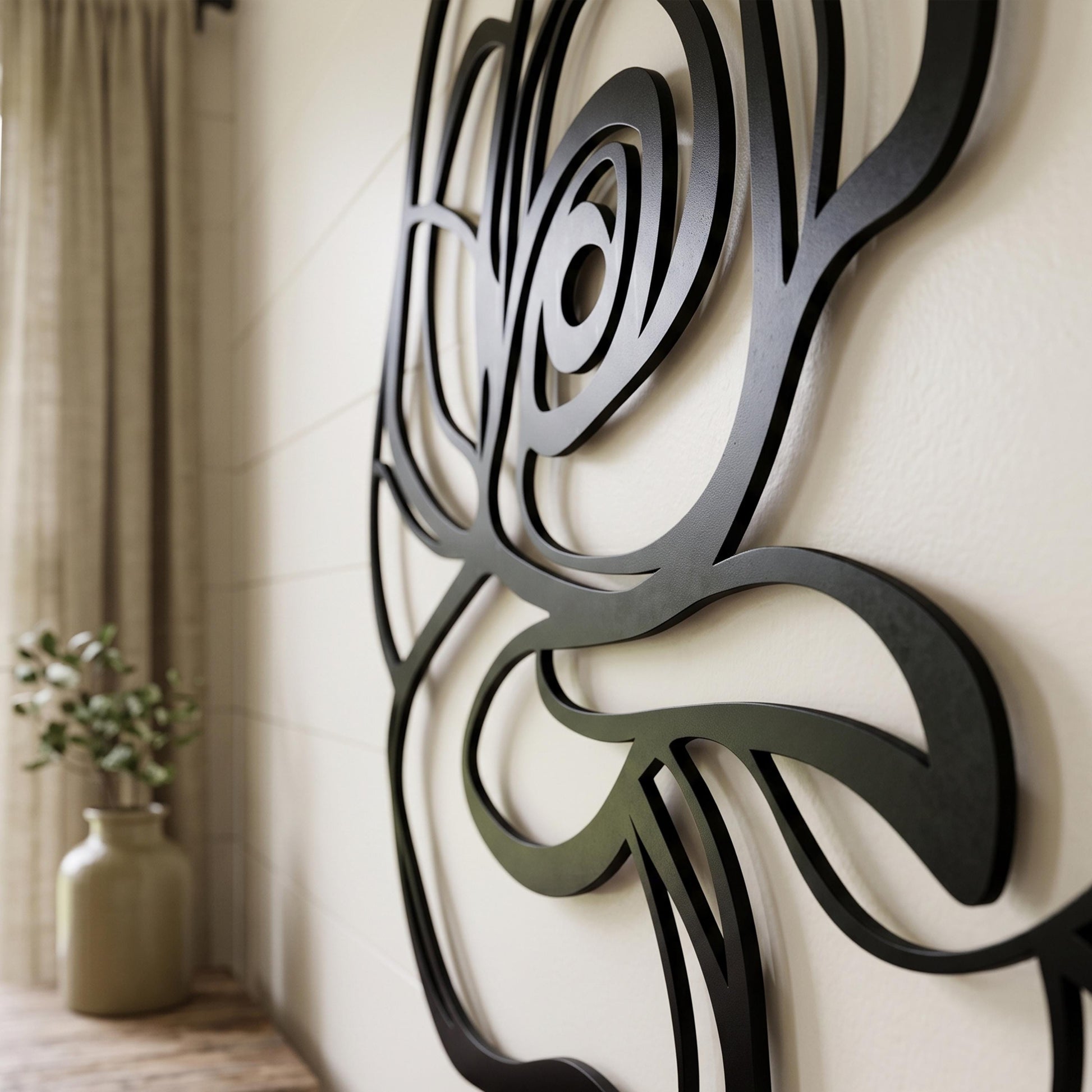 Abstract Rose Metal Wall Art close-up of the powder-coated finish