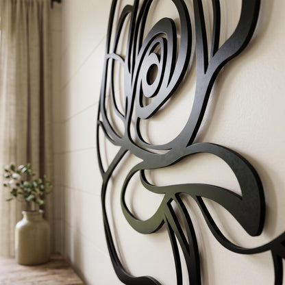 Abstract Rose Metal Wall Art close-up of the powder-coated finish