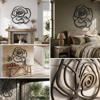 Abstract Rose Metal Wall Art detail of the laser-cut edge
