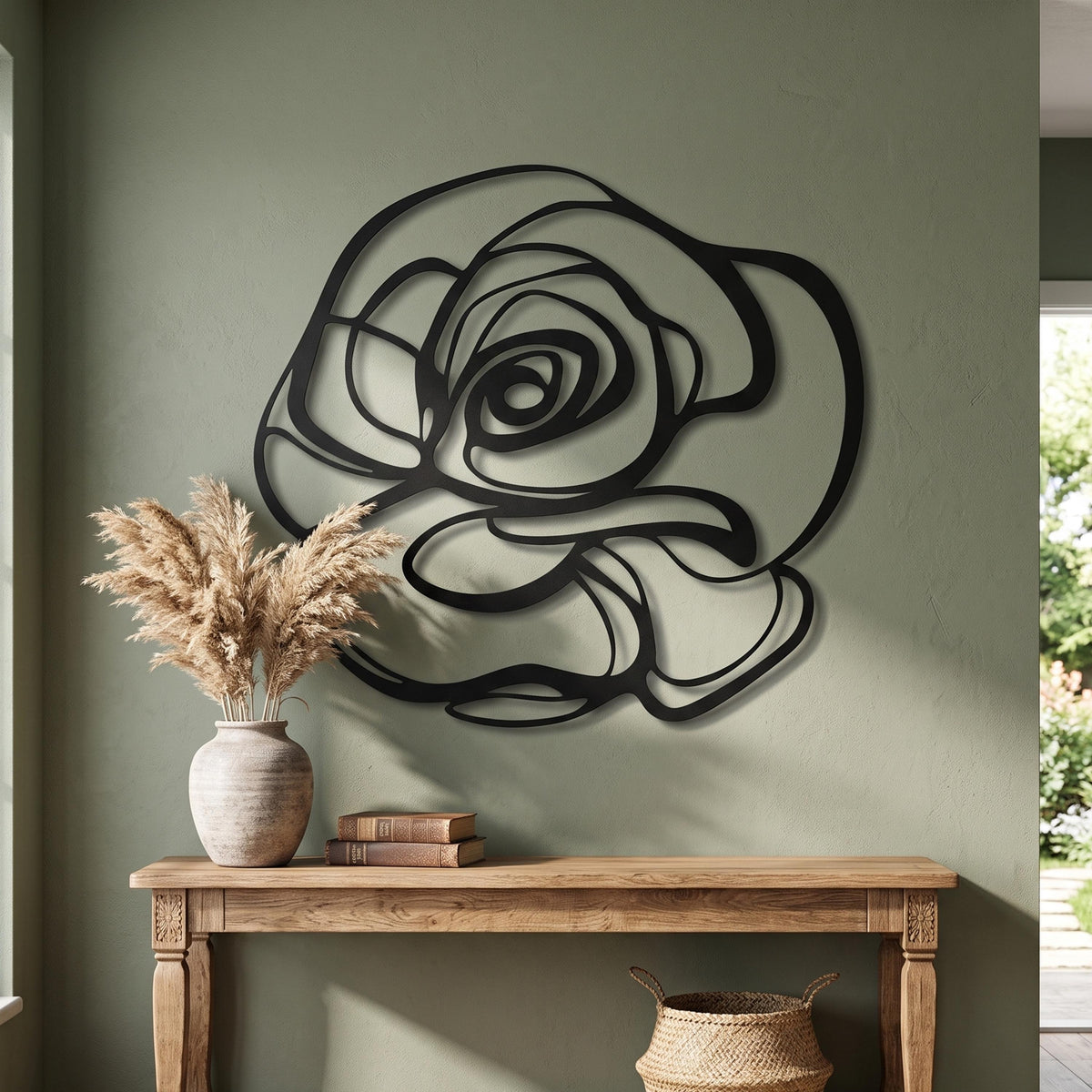 Abstract Rose Metal Wall Art bedroom interior styling