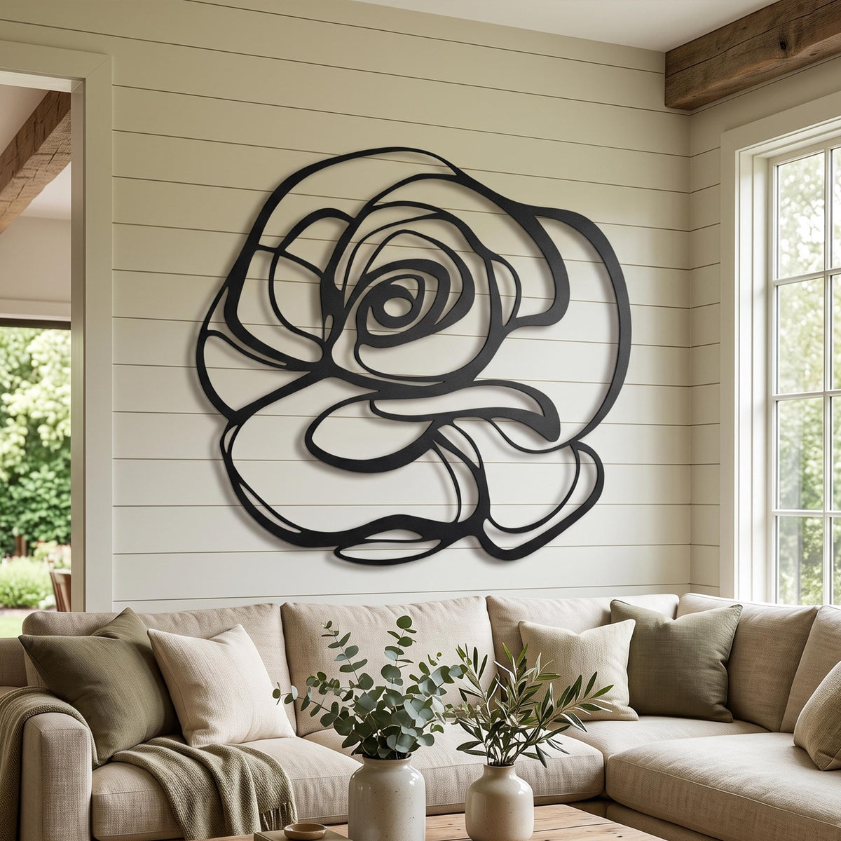 Abstract Rose Metal Wall Art – laser-cut steel wall art
