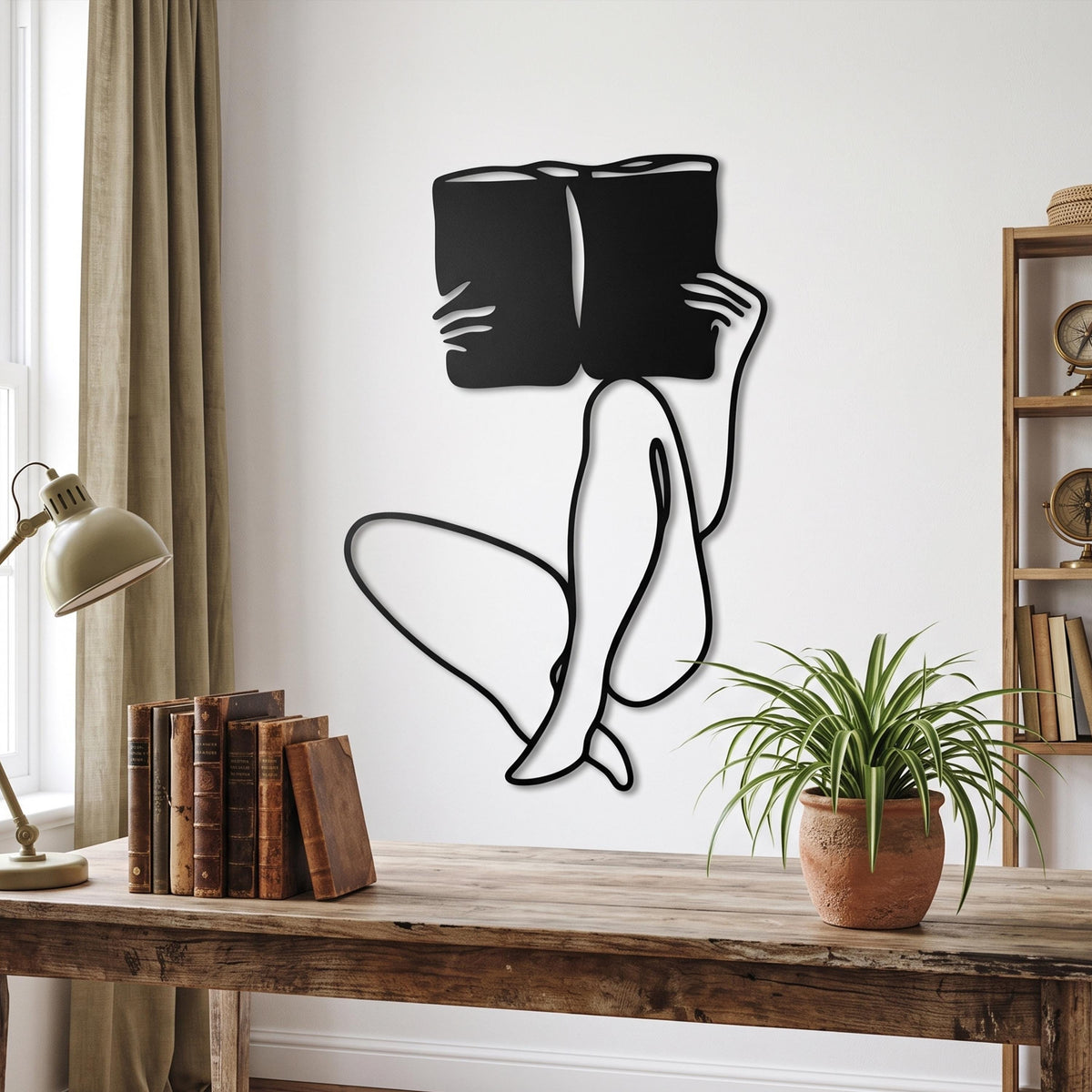 Woman Reading Metal Wall Art – laser-cut steel wall art