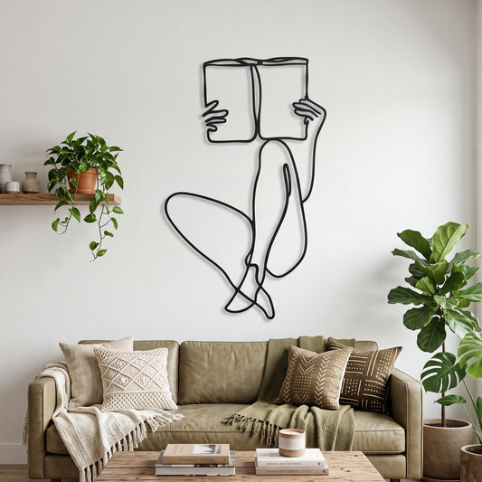One Line Woman Metal Wall Art – laser-cut steel wall decor