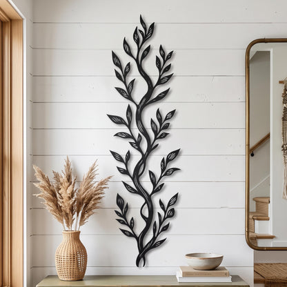 Vertical Leaf Metal Wall Art – laser-cut steel wall art