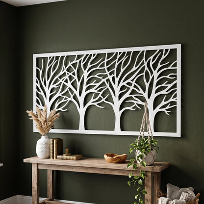 Framed Tree Branches Metal Wall Art hanging bracket and mounting detail