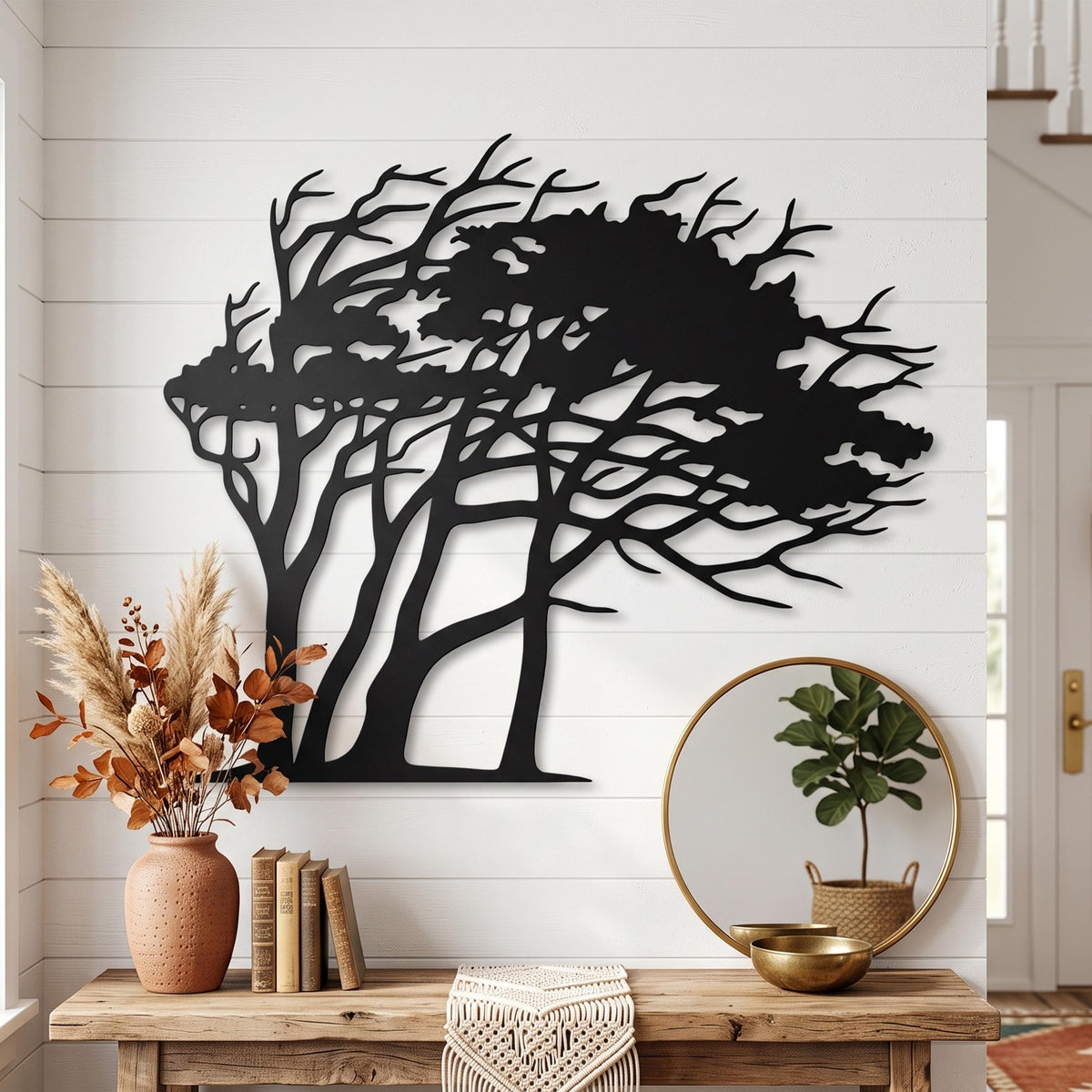 Windswept Tree Metal Wall Art size guide in cm and inches