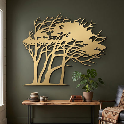 Windswept Tree Metal Wall Art hanging bracket and mounting detail