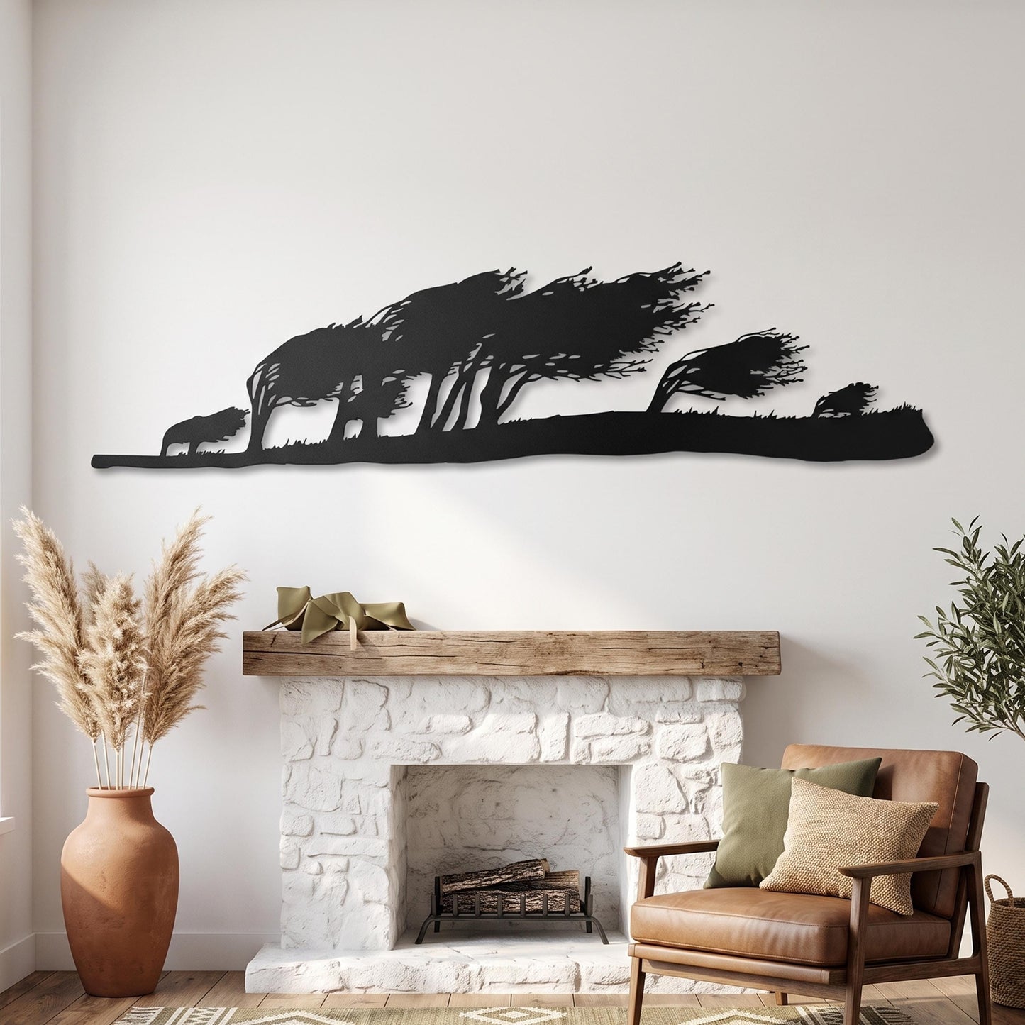 Panoramic Tree Line Metal Wall Art – laser-cut steel wall decor