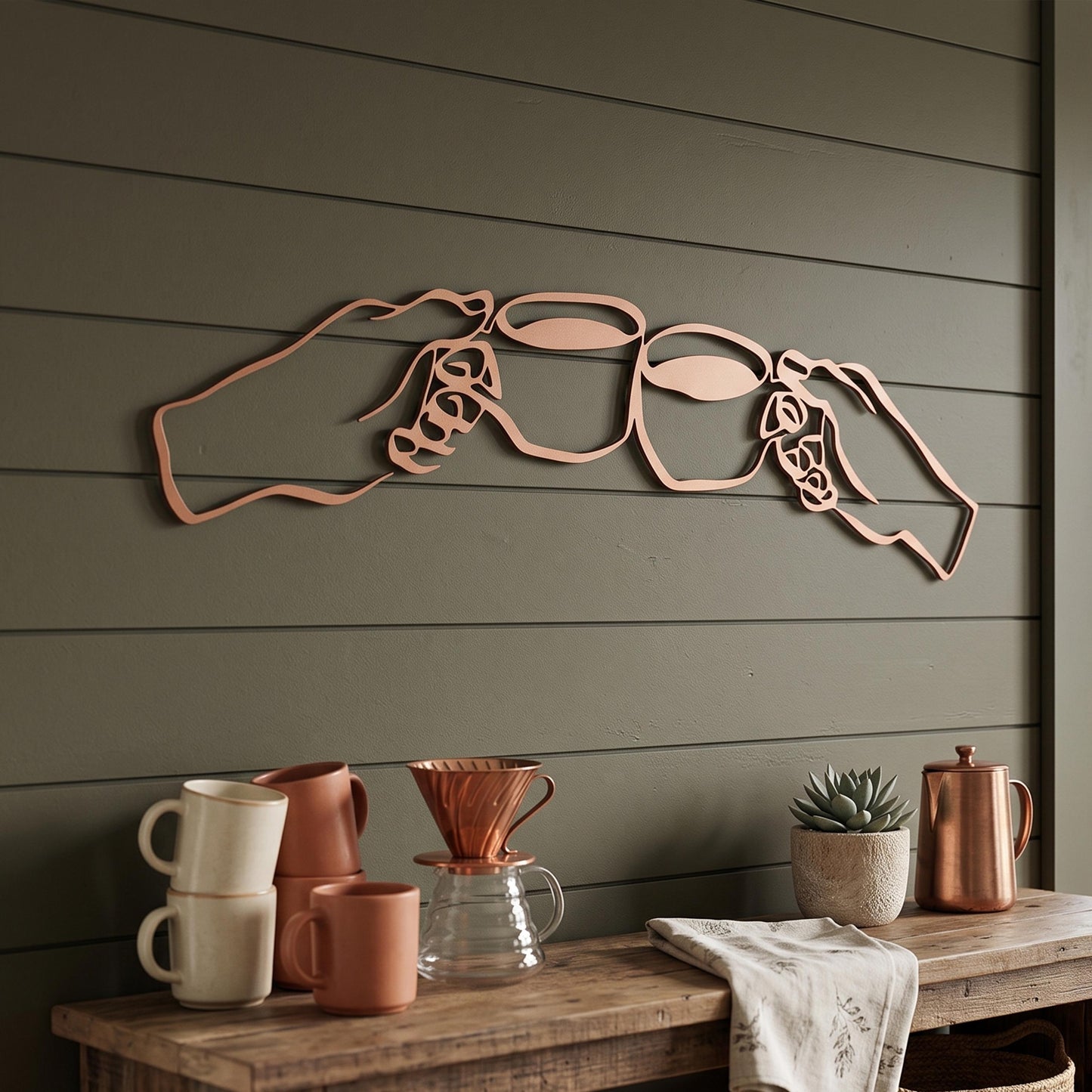 Coffee Cheers Metal Wall Art hanging bracket and mounting detail