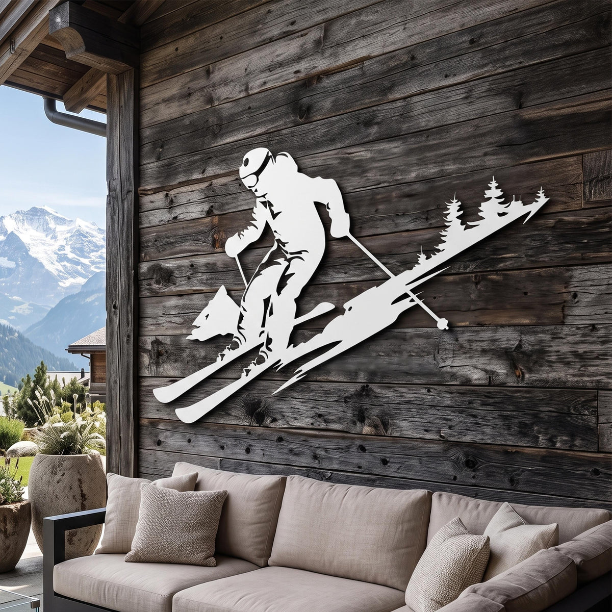 Skier Metal Wall Art bedroom interior styling