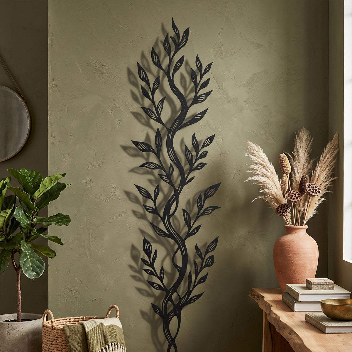Vertical Leaf Metal Wall Art colour options for the metal panel