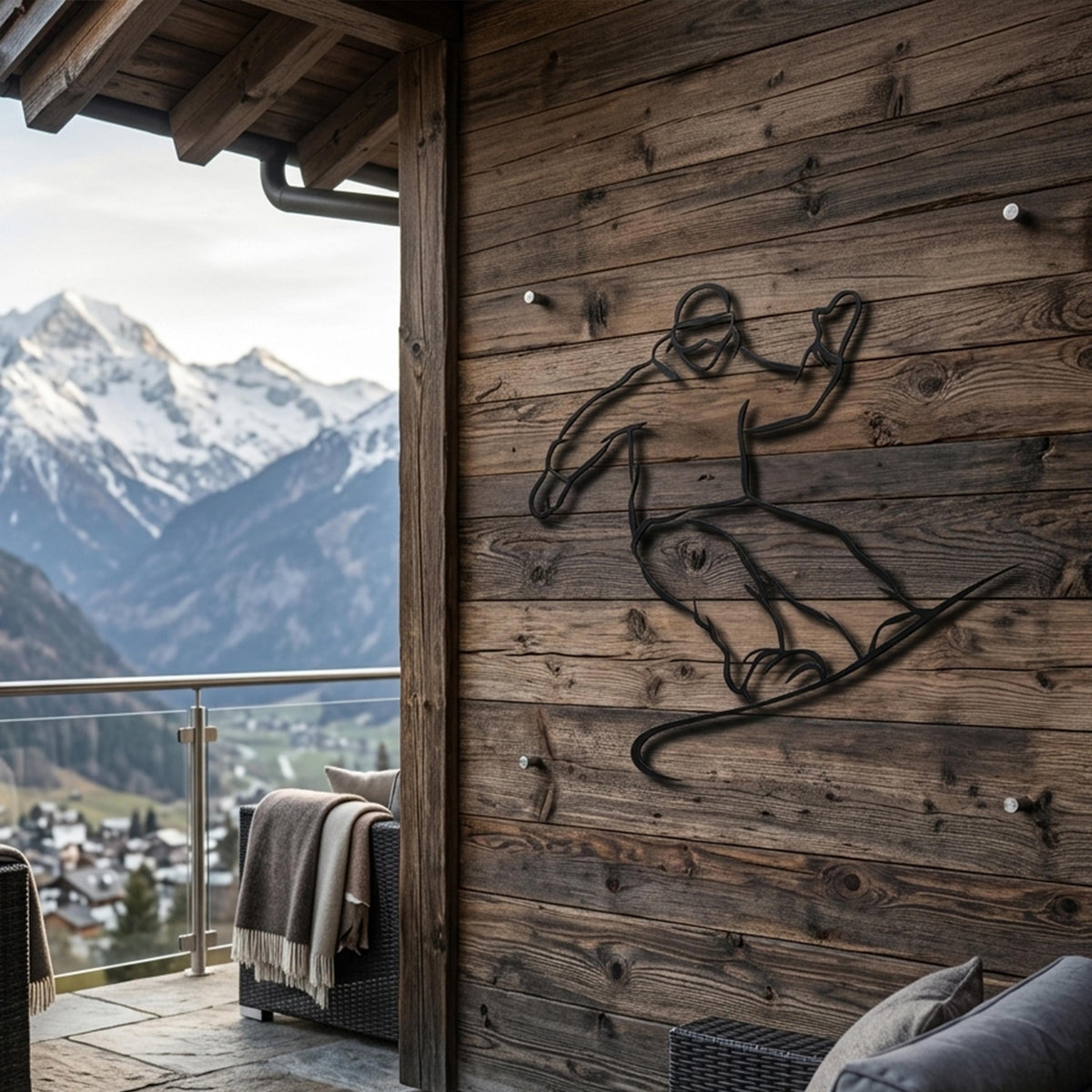 Snowboarder Metal Wall Art hanging hardware and mounting detail