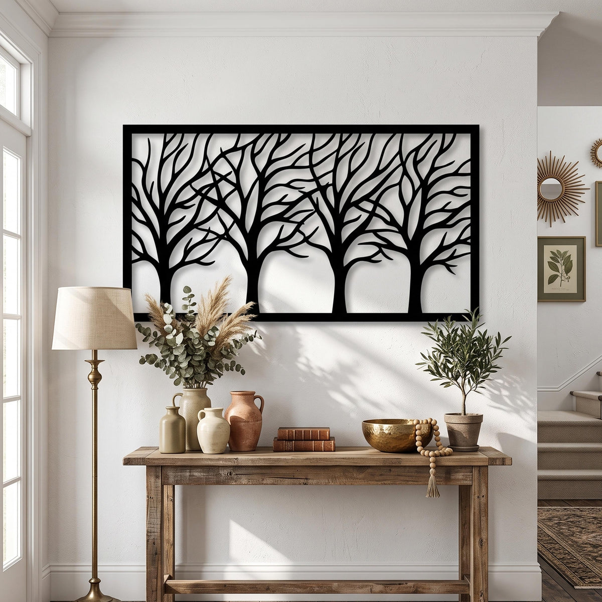 Framed Tree Branches Metal Wall Art colour options for the metal panel