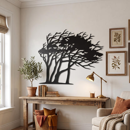 Windswept Tree Metal Wall Art shown in a modern interior