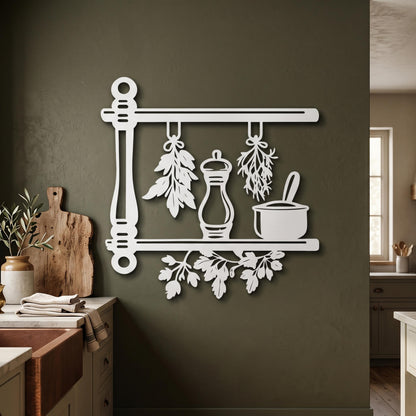 Kitchen Herbs Metal Wall Art detail of the metal edge