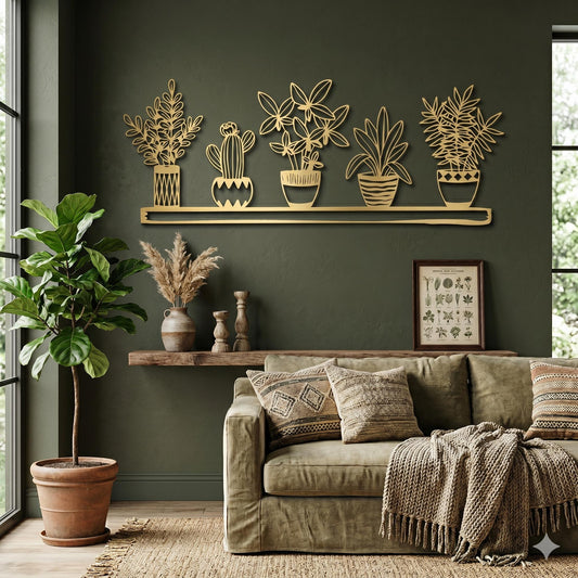 Metal Plant Wall Art – laser-cut steel wall art