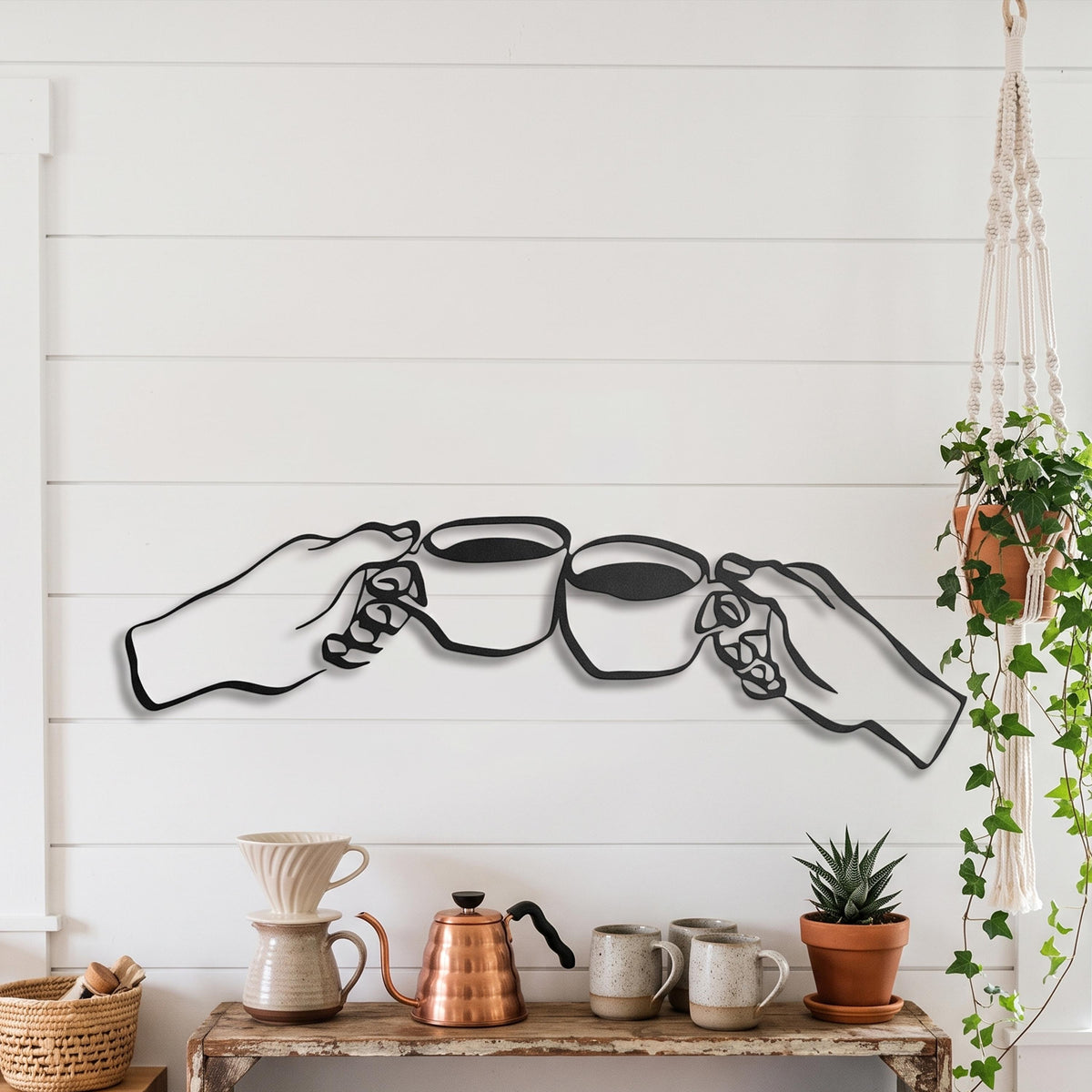 Coffee Cheers Metal Wall Art detail of the laser-cut edge