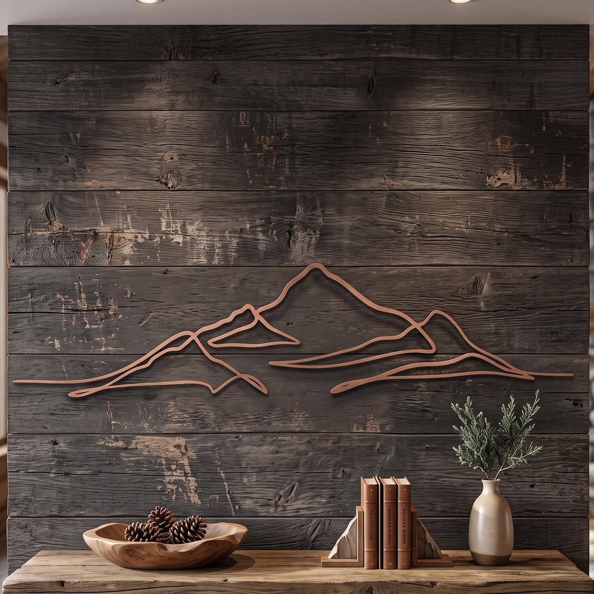 Mountain Range Metal Wall Art detail of the metal edge
