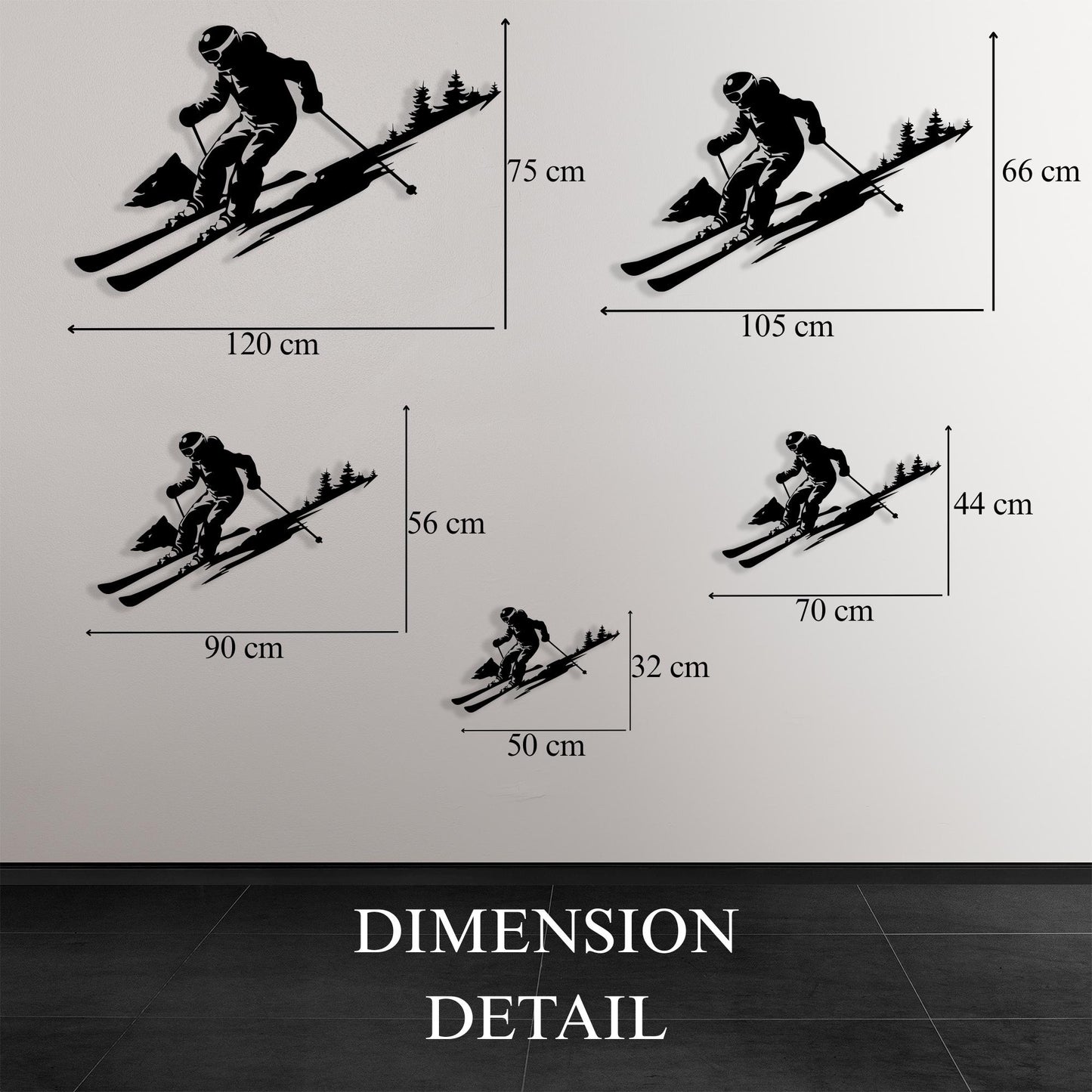 Skier Metal Wall Art styled above a sofa
