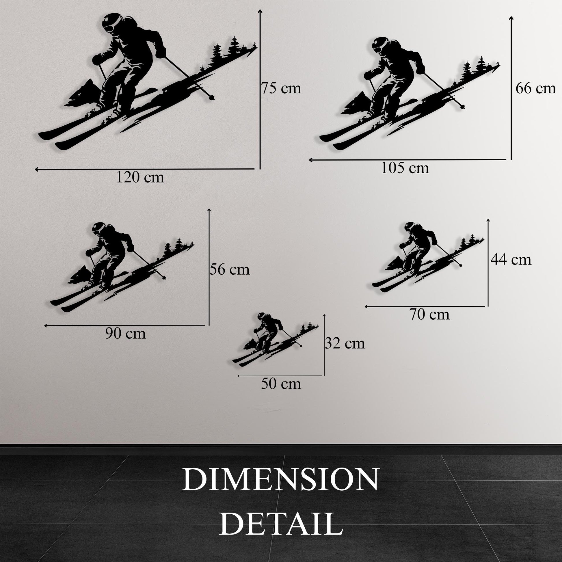 Skier Metal Wall Art styled above a sofa