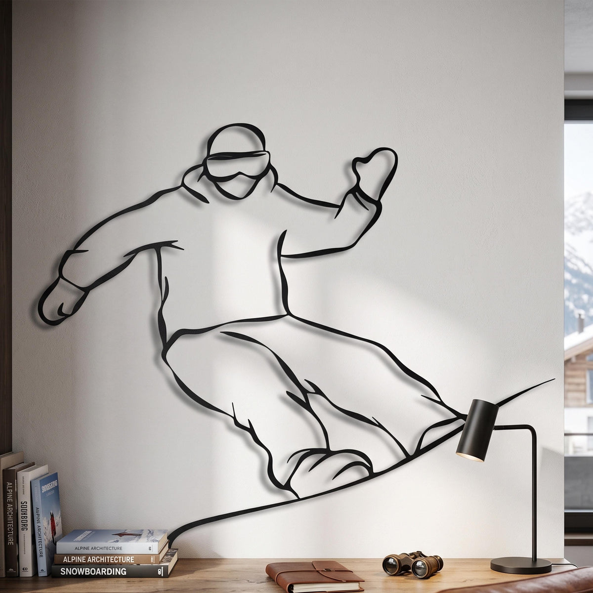 Snowboarder Metal Wall Art close-up of the powder-coated finish