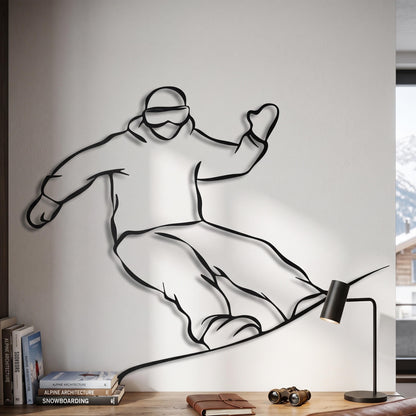 Snowboarder Metal Wall Art close-up of the powder-coated finish