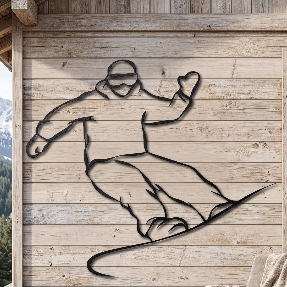 Snowboarder Metal Wall Art detail of the metal edge