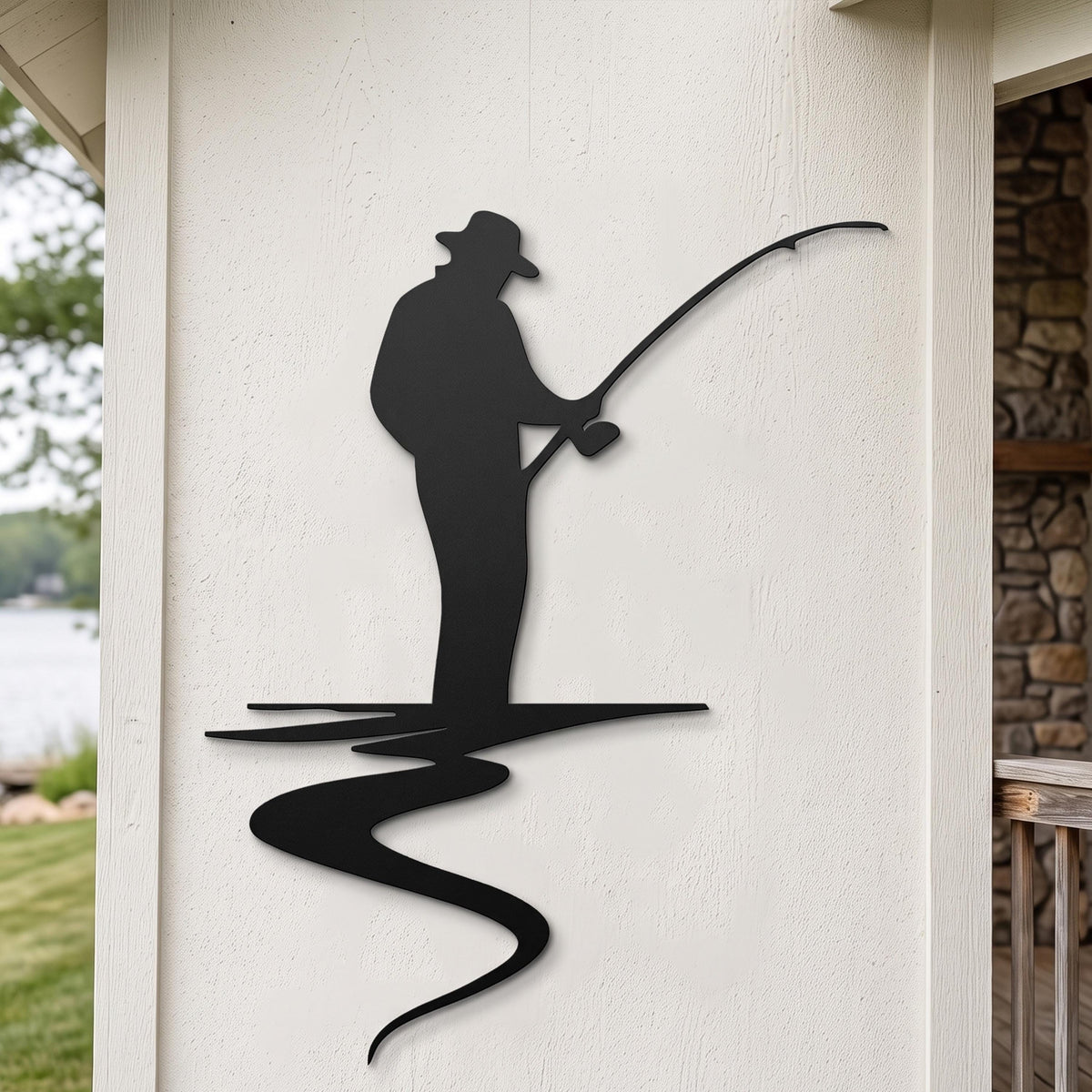 Fisherman Metal Wall Art – laser-cut steel wall decor