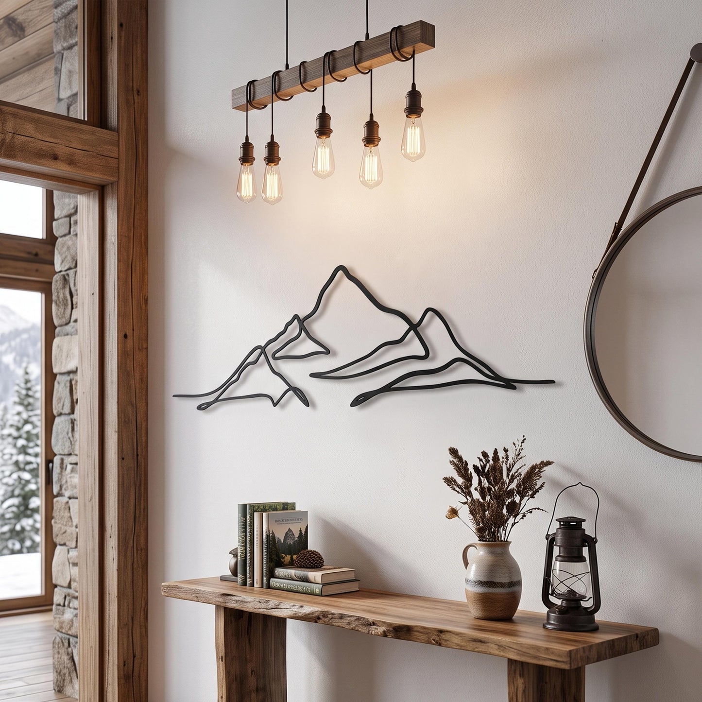 Mountain Range Metal Wall Art styled above a sofa