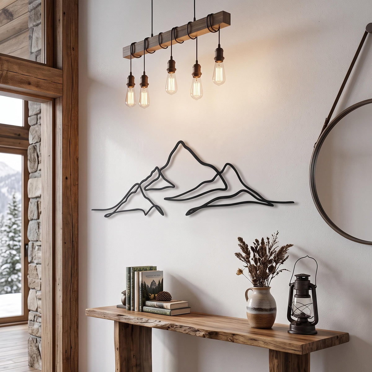 Mountain Range Metal Wall Art styled above a sofa