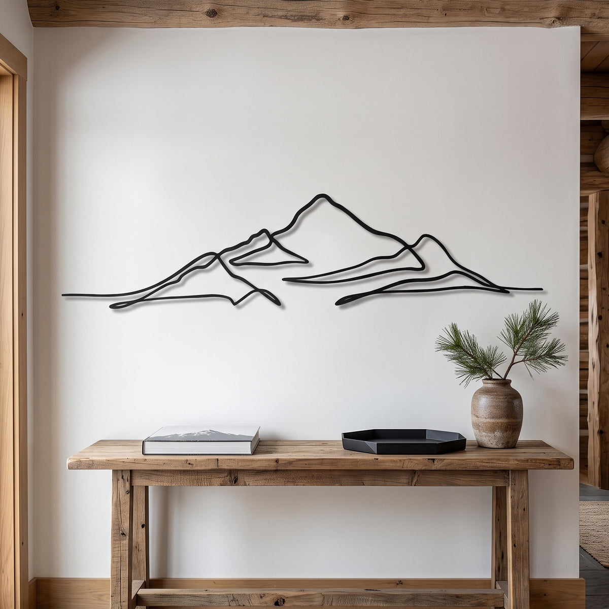 Mountain Range Metal Wall Art hanging hardware and mounting detail