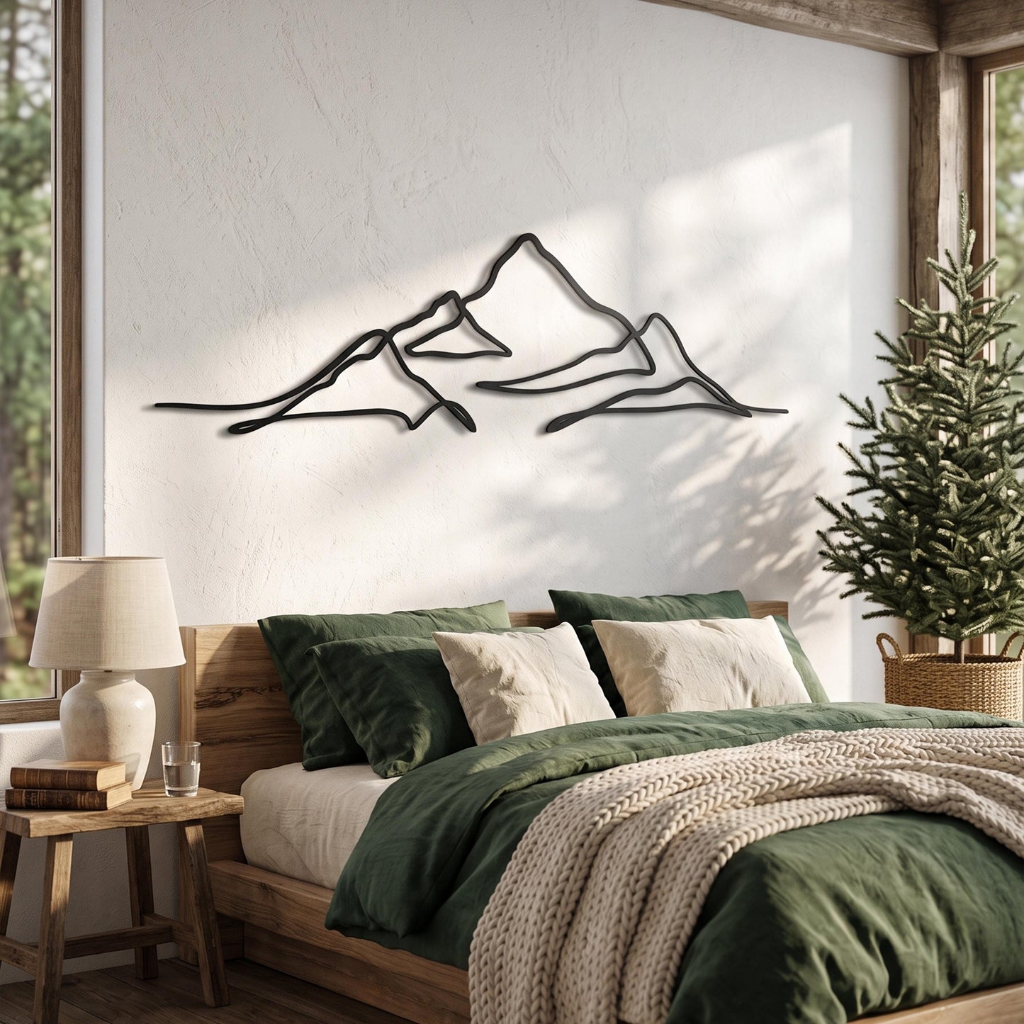 Mountain Range Metal Wall Art close-up of the powder-coated finish