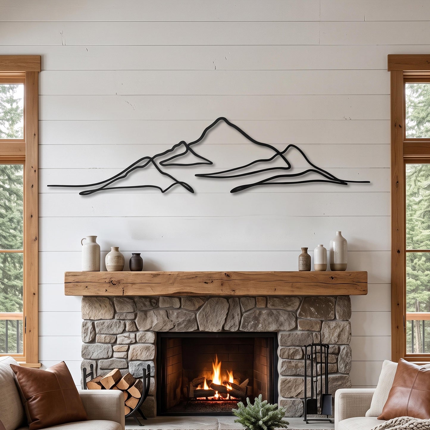 Mountain Range Metal Wall Art – laser-cut steel wall decor